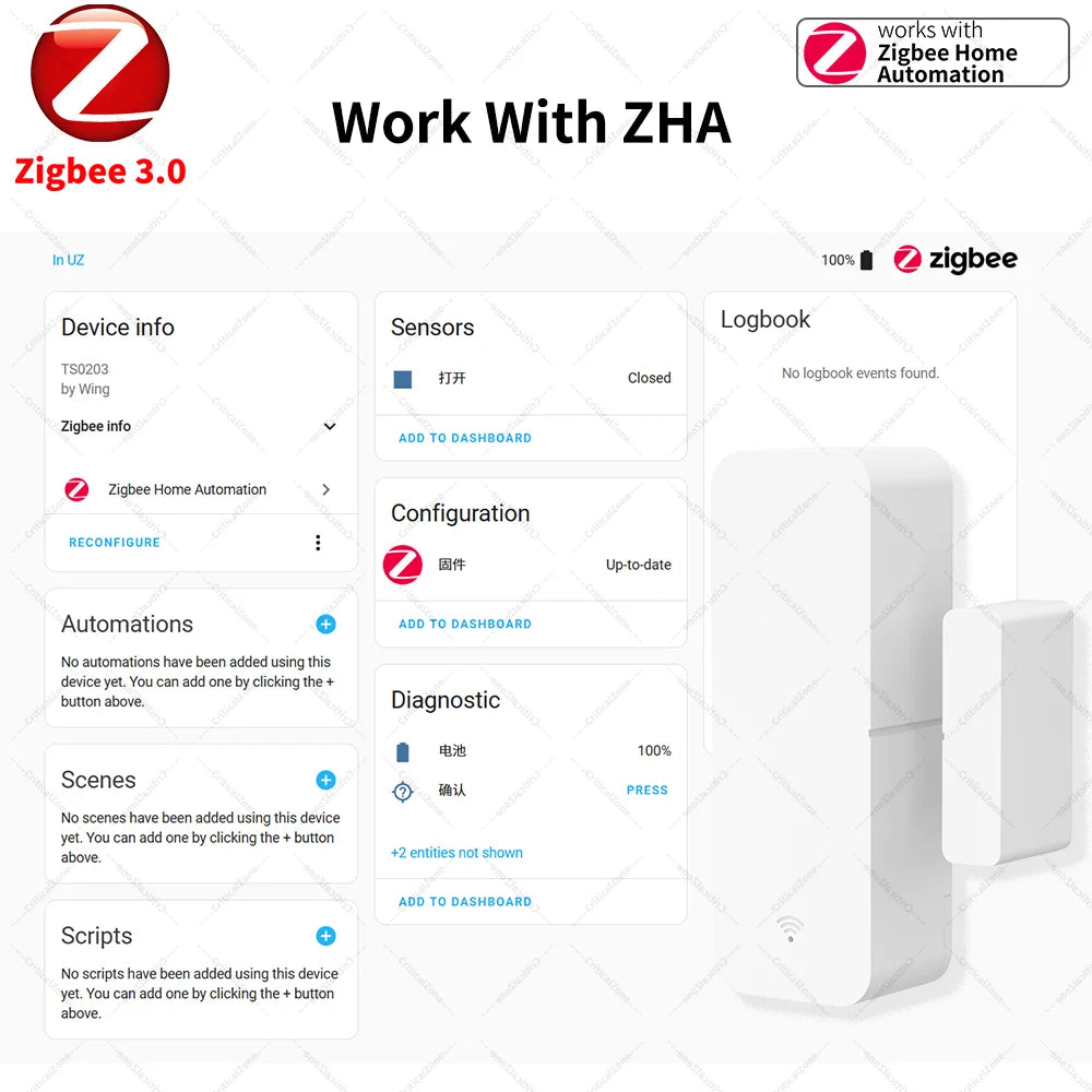 Zigbee 3.0 Door Sensor Window Sensor Contact Sensor Zigbee Hub Required Work with Home Assistant Yandex Alexa ZHA Zigbee2Mqtt