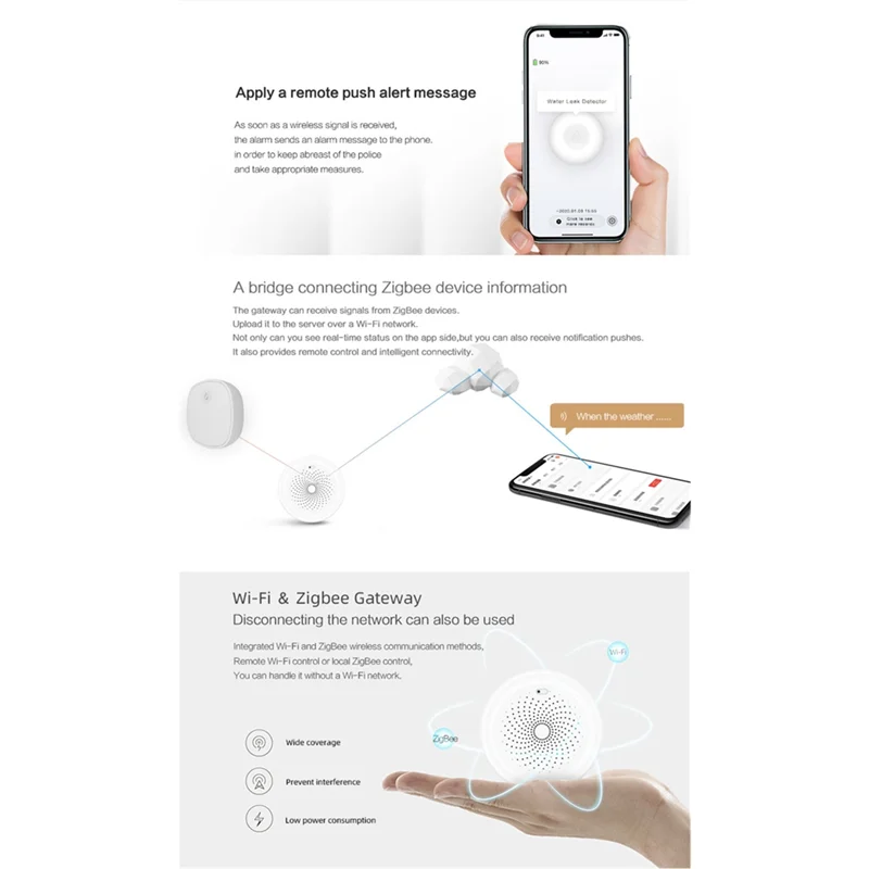 A73E-Water Sensor Tuya Zigbee Flood Water Leakage Detector Smart Life App Remote Monitoring Water Linkage Alarm