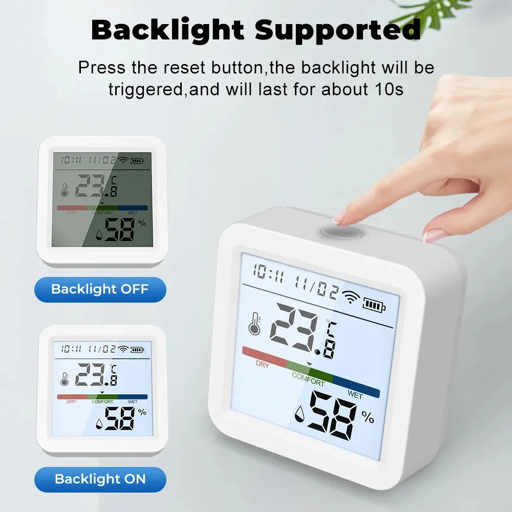 Tuya Zigbee Wifi Temperature Humidity Sensor with Backlight LCD Smart Home Hygrometer Thermometer Detector Support Alex Google
