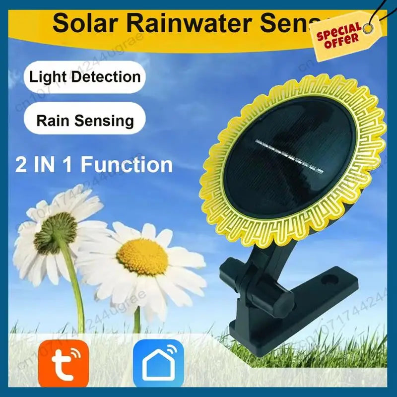 -A15I Tuya Smart Zigbee Rain Sensor with Light Detector Solar Operated Outdoor Waterproof Rain Detector Remote Control 2Pcs