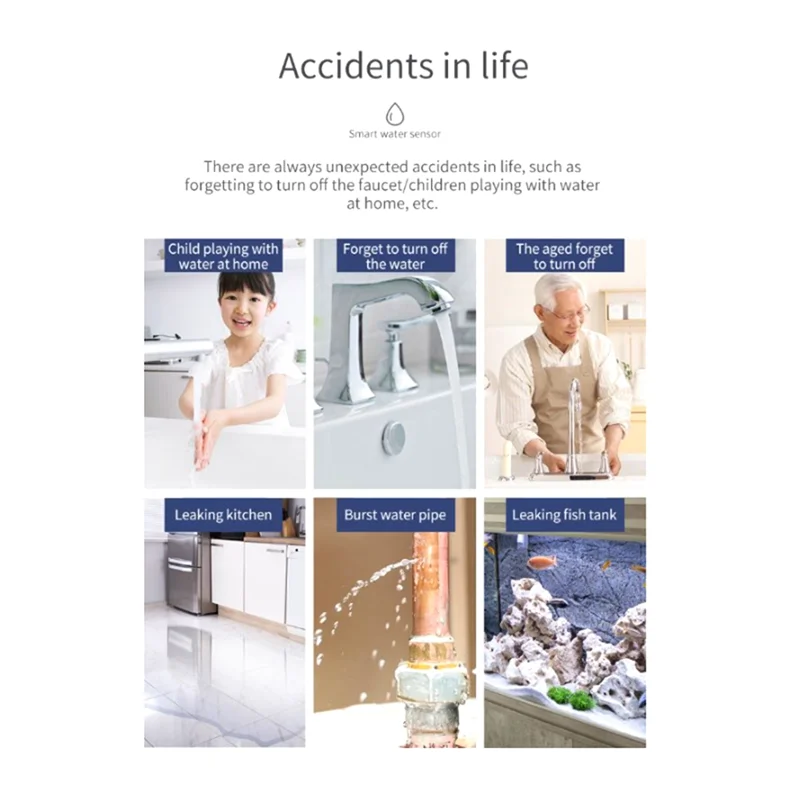 Zigbee TUYA Smart Water Leak Detector Flood Sensor Remote Monitoring via Tuya Zigbee Gateway Water Tank Full Alarm-Abft