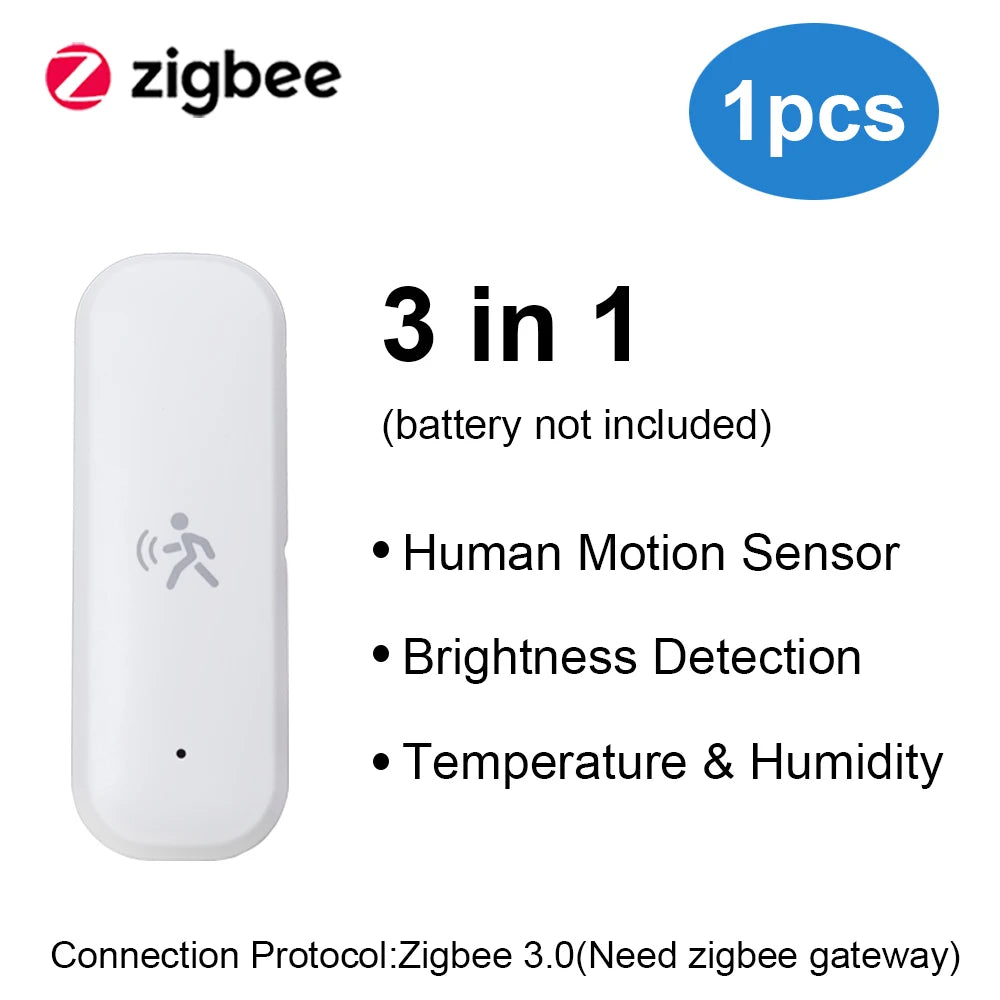 Zigbee Smart Pir Motion Sensor Detector with Temperature and Humidity Sensor Security Burglar Works with Home Assistant