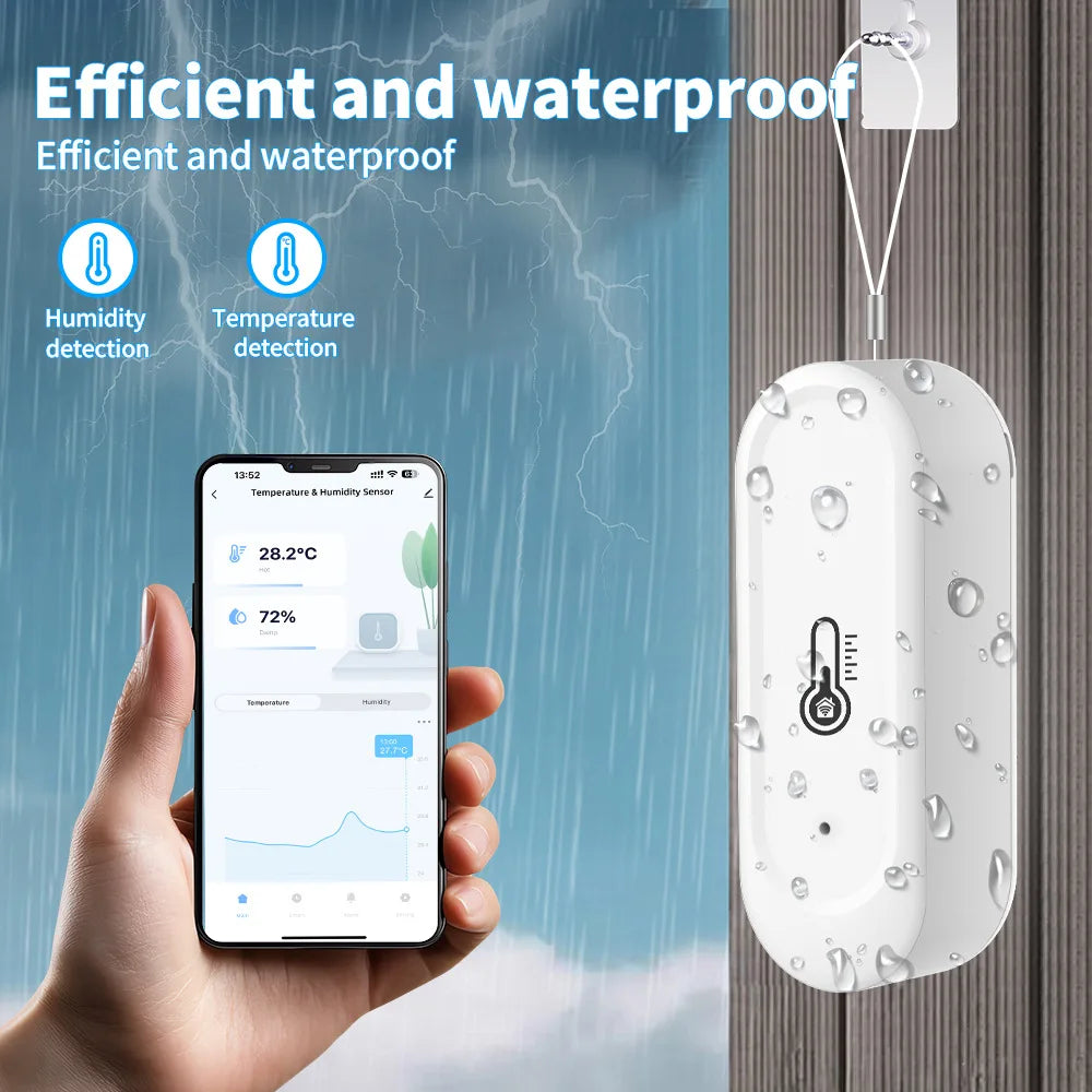 Real-Time Outdoor Temperature Humidity Monitor - IP65 Waterproof, Wifi/Zigbee Enabled for Smart Environments