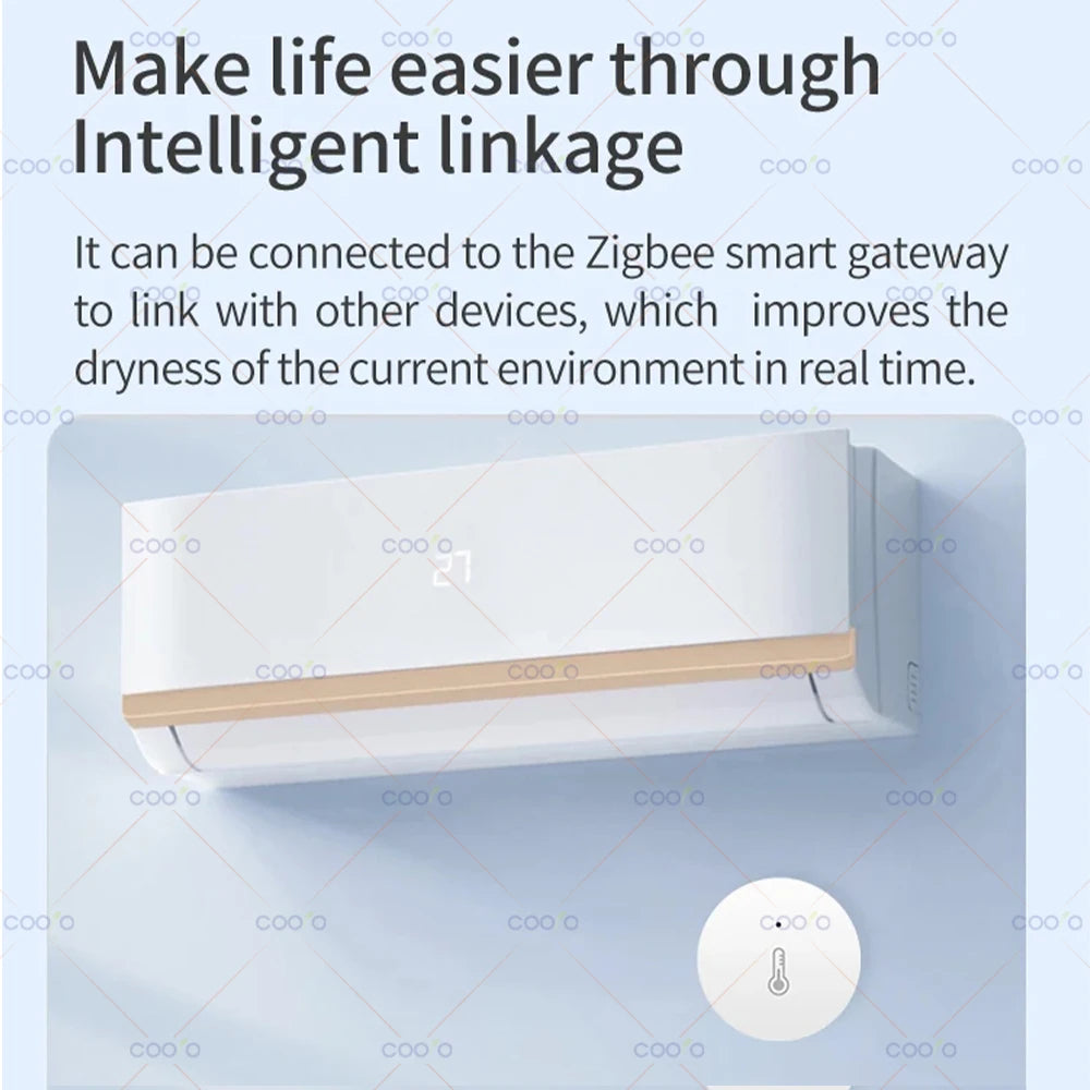 Zigbee Temperature and Humidity Sensor Smart Home Connected Thermometer Compatible with Alexa Google Assistant Yandex Alice Z2M