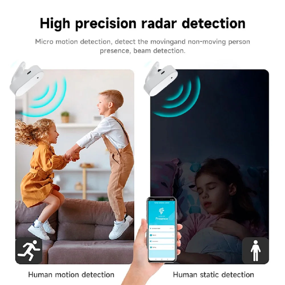 Millimeter Wave Human Presence Detector Tuya Zigbee Mmmwave Smart Human Body PIR Sensor Radar Work with Smart Life Tuya APP