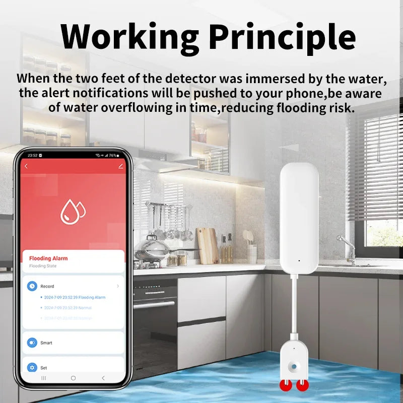 Tuya Zigbee 3.0 Water Leakage Sensor APP Remote Control Work with Alexa Smart Life Yandex Alice