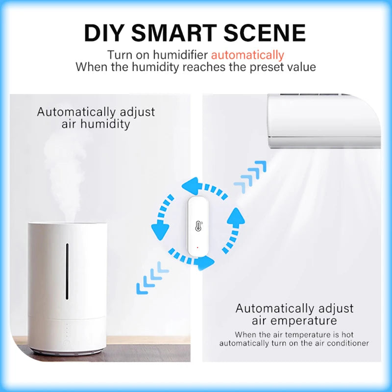AUBESS Tuya Zigbee/Wifi Temperature Humidity Sensor Home Connected Thermometer Compatible with Smart Life Alexa Google Assistant