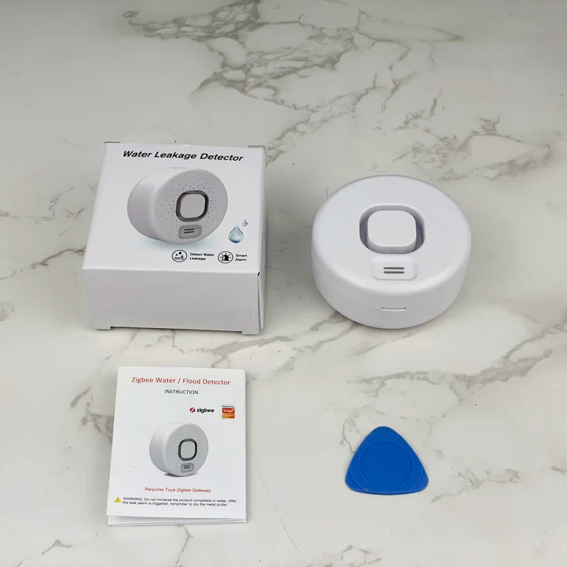 Zigbee Water Leakage Detector Works with Tuya Smart Life APP Drip Sensor Home Kitchen Safety Overflow Alarm High-Decibel Sound