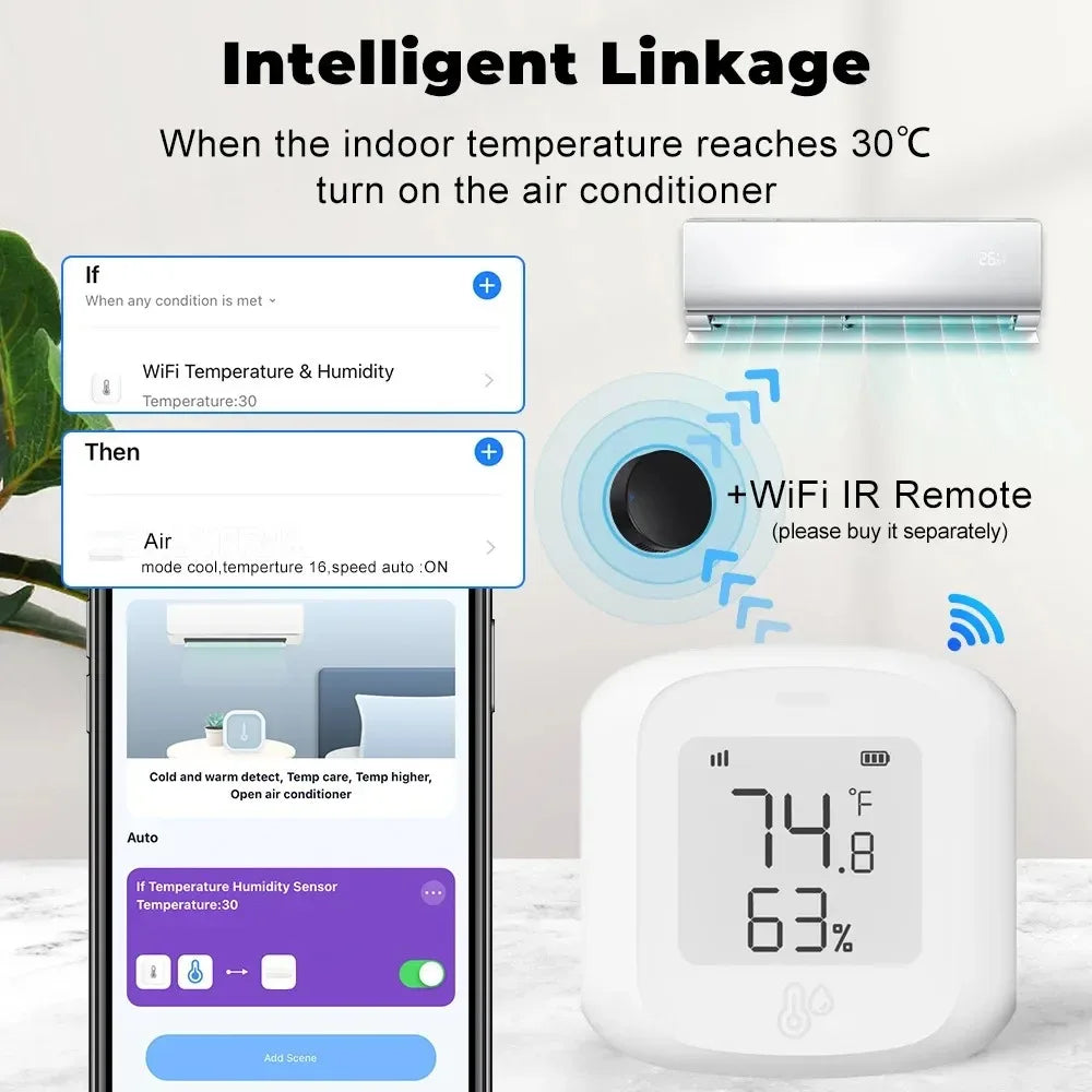 Wifi Sensor Tuya Zigbee Temperature Humidity Sensor Smart Home Automation Indoor Thermometer LCD Display Works with Alex Google