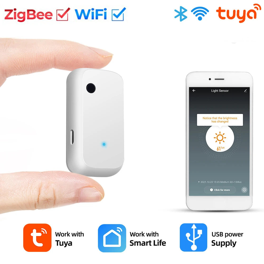 Tuya Zigbee/Wifi Light Sensor Intelligent Home Illumination Sensor Brightness Detector Automation Work with Smart Life Linkage