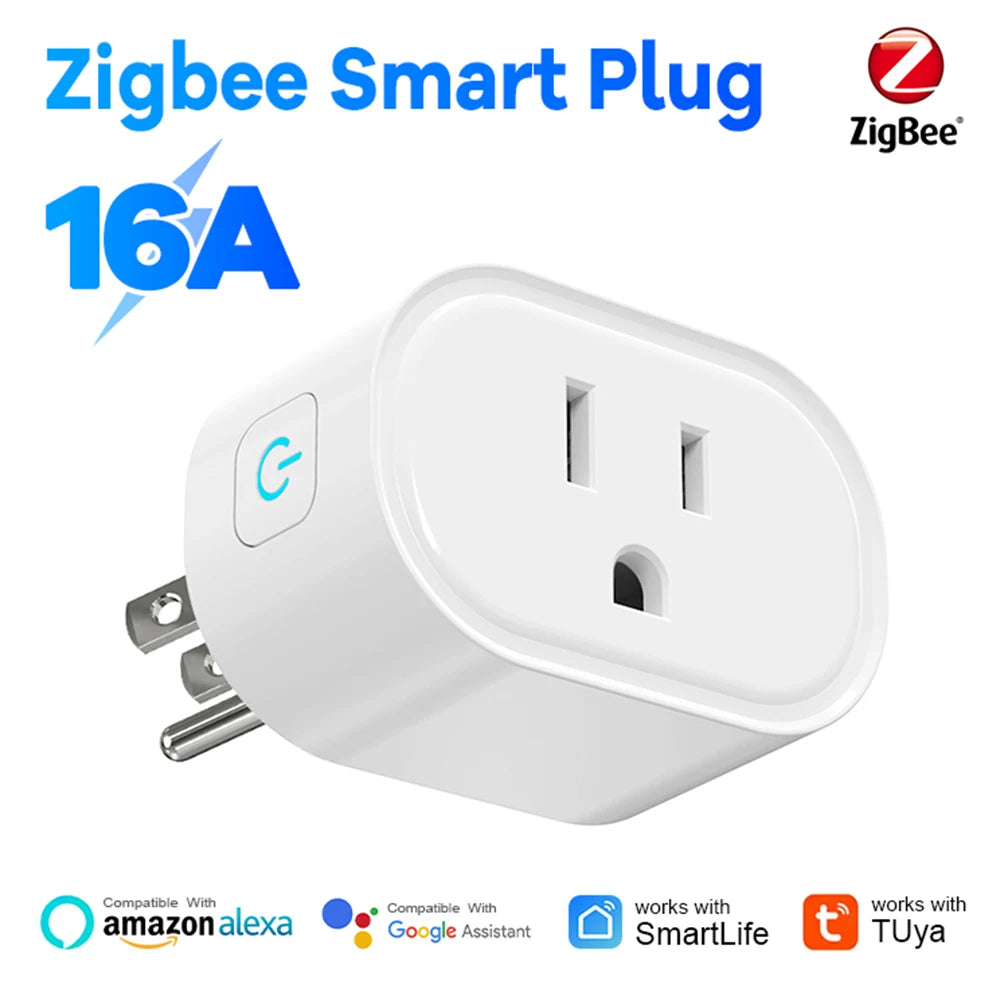 USA Canada Zigbee Smart Plug US Standard 10A/16A Works with Alexa Google Assistant APP Remote Control Timer Group Control