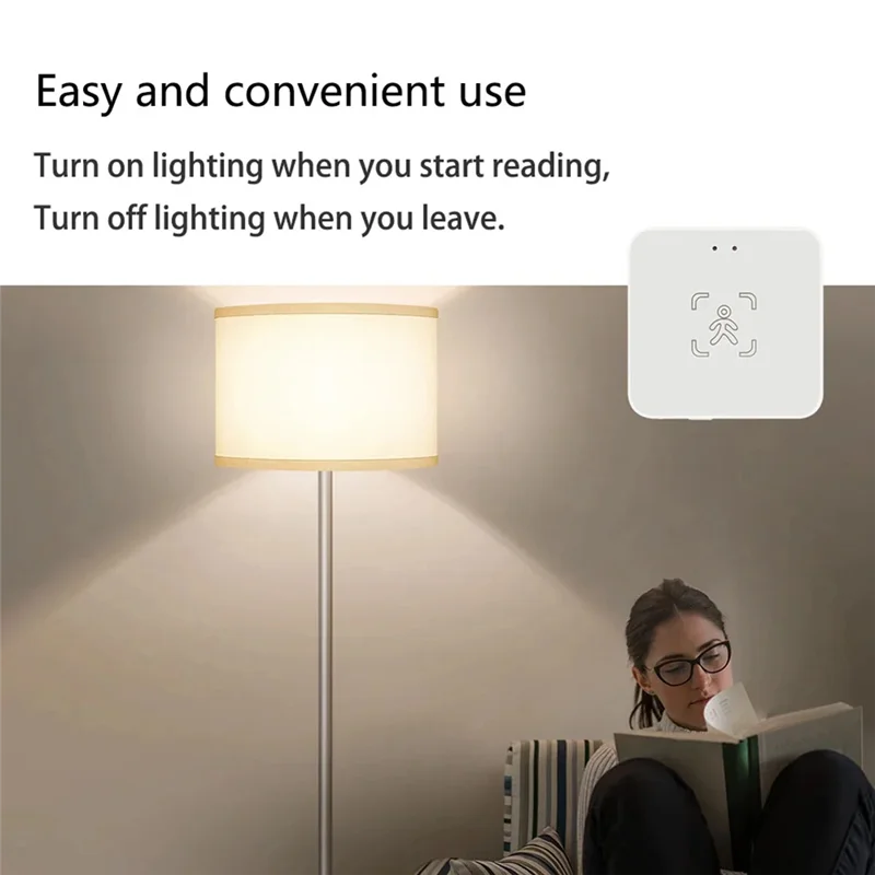 Abmf-Smart Human Presence Sensor Luminance/Distance Detection Tuya Smart Life Home Automation for Alexa with Bracket