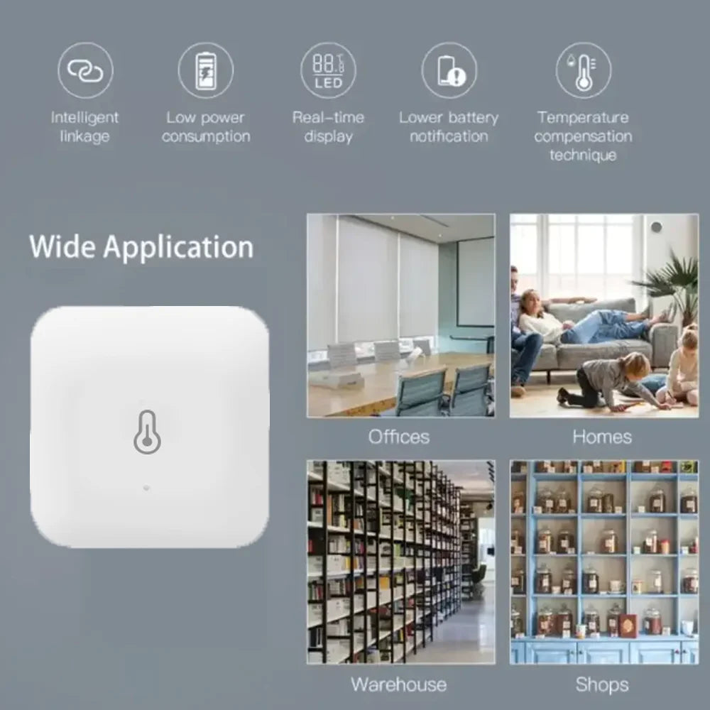 Tuya Ewelink Zigbee Temperature Humidity Sensor Smart Home Device Compatible with Google Home Alexa for Environmental Monitoring