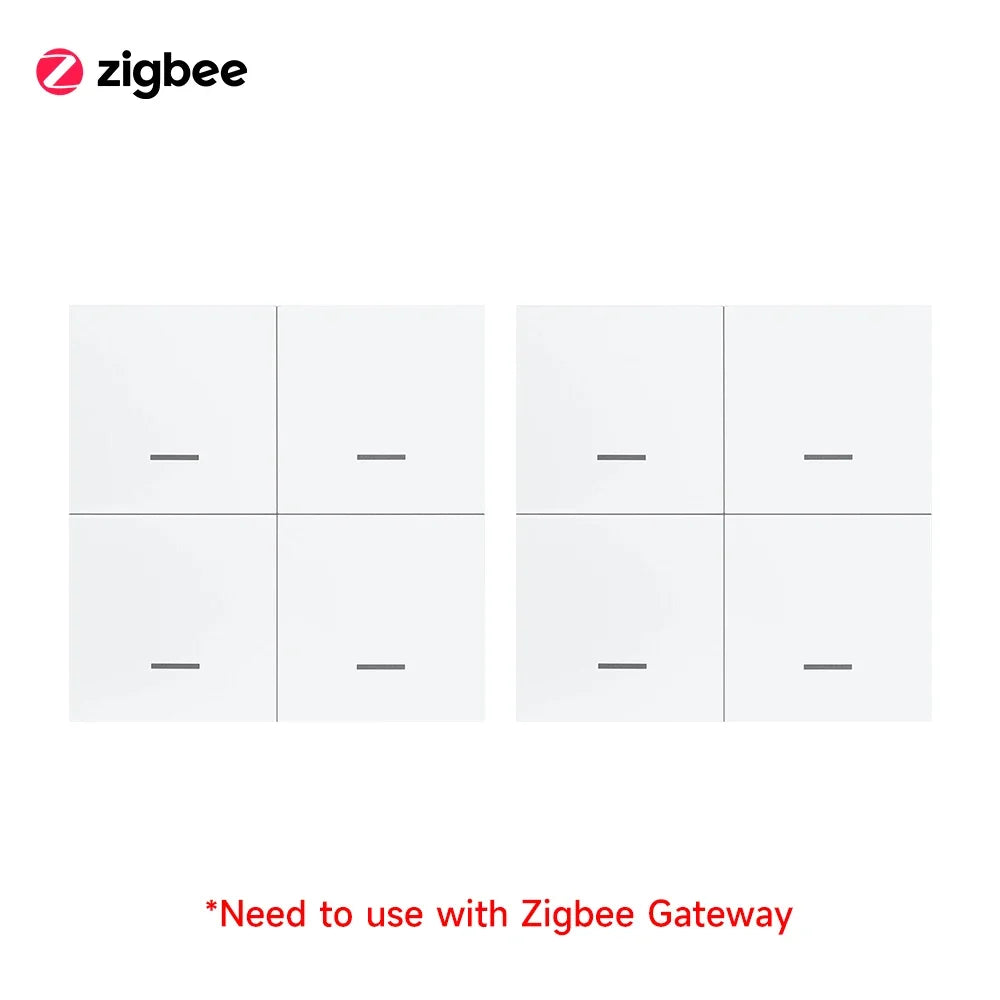 Tuya Zigbee Smart Scene Switch Button 4 Gang Switch Wireless Push Button Controller Smart Home Automation Scenario Switch