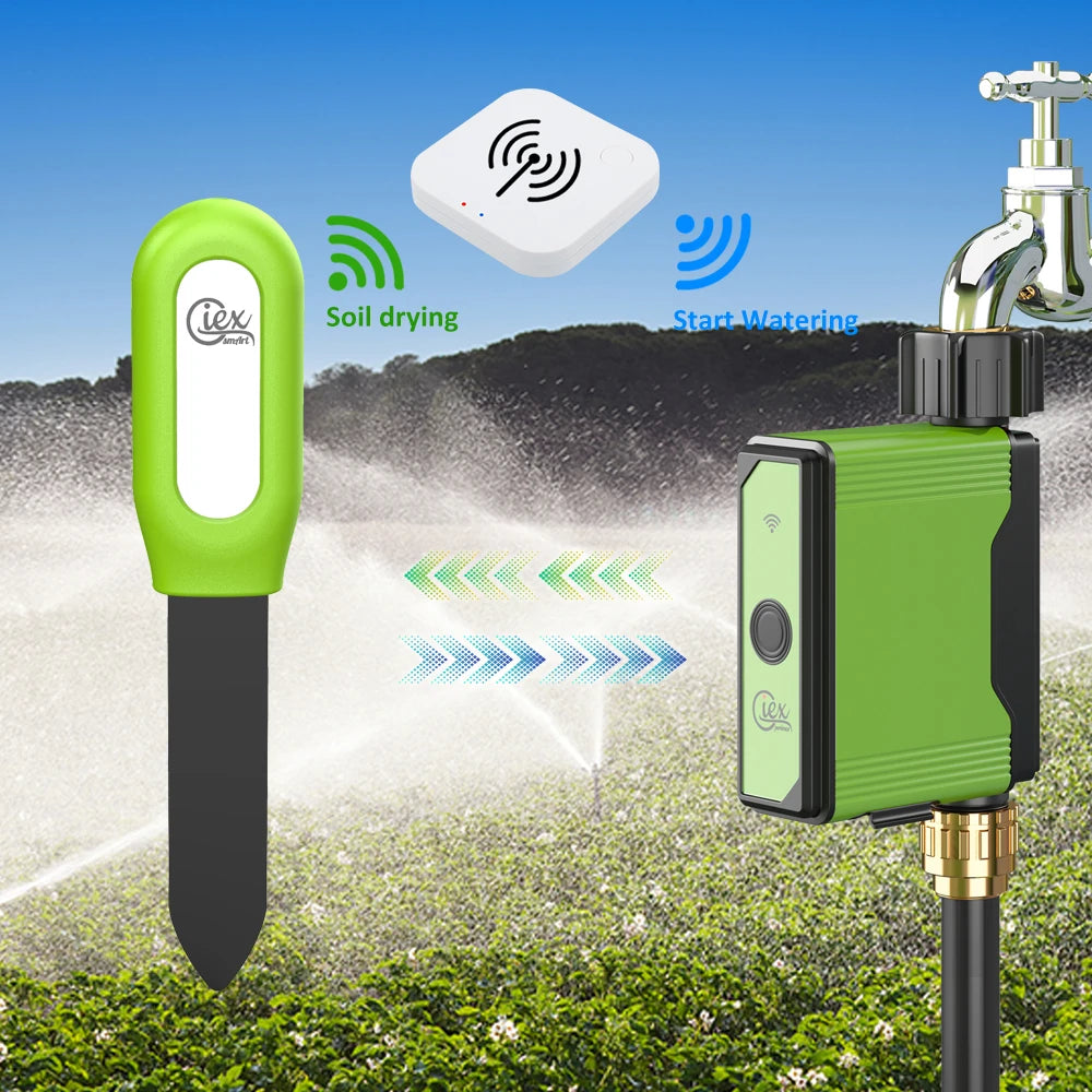 WiFi & Zigbee Capacitive Soil Moisture Sensor, Plant Moisture Meter Temperature Tester Compatible with TUYA