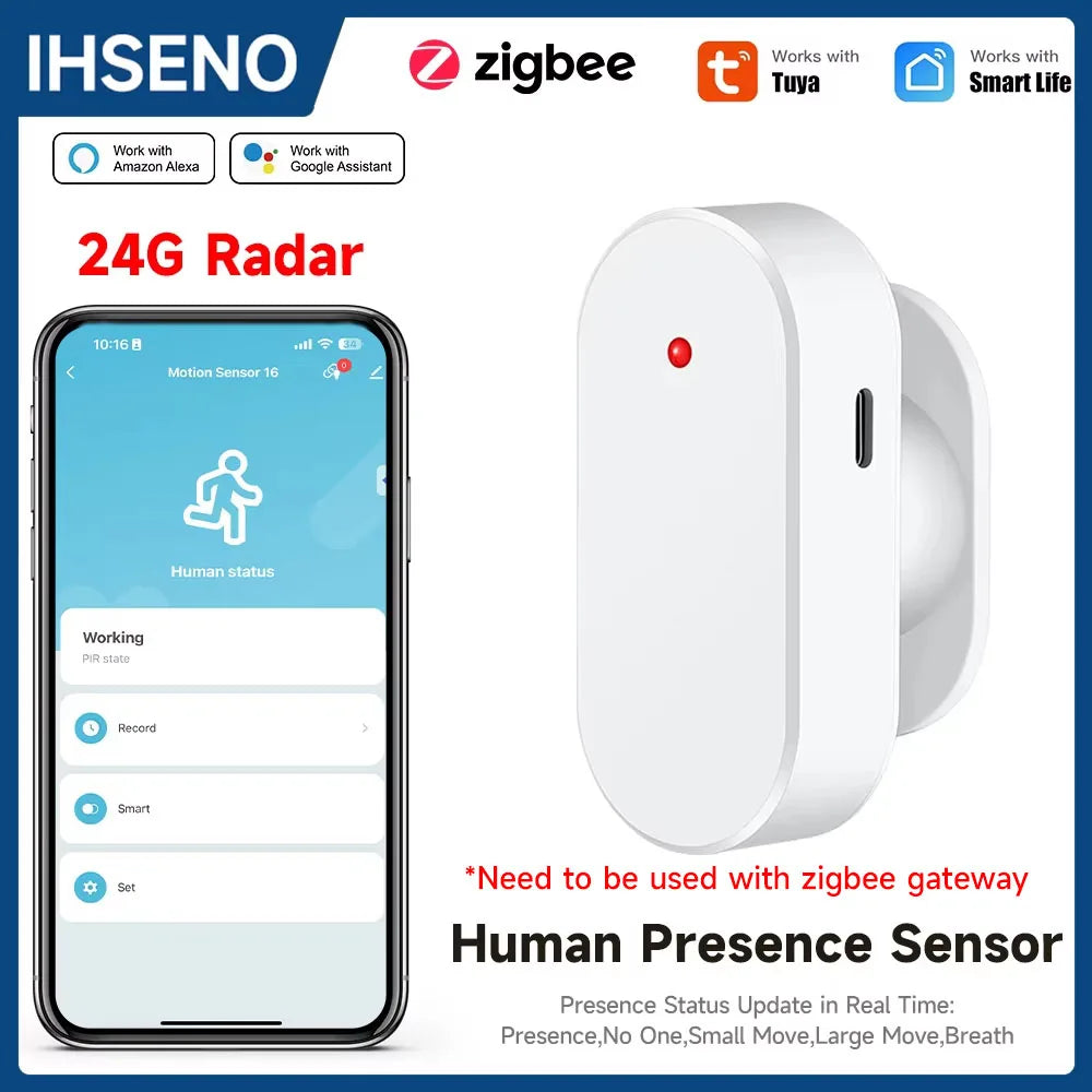 Millimeter Wave Human Presence Detector Tuya Zigbee Mmmwave Smart Human Body PIR Sensor Radar Work with Smart Life Tuya APP
