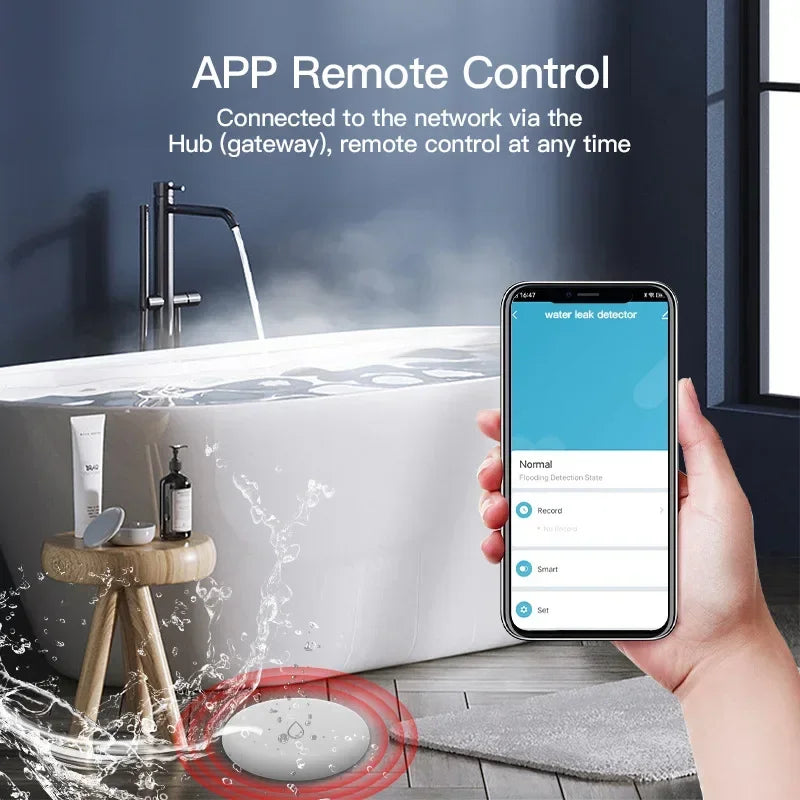 ZEXEF TUYA Smart Liquid Leak Sensor Zigbee 3.0 Water Sensor Detector Remote Monitoring Support Home Assistant Zigbee2Mqtt