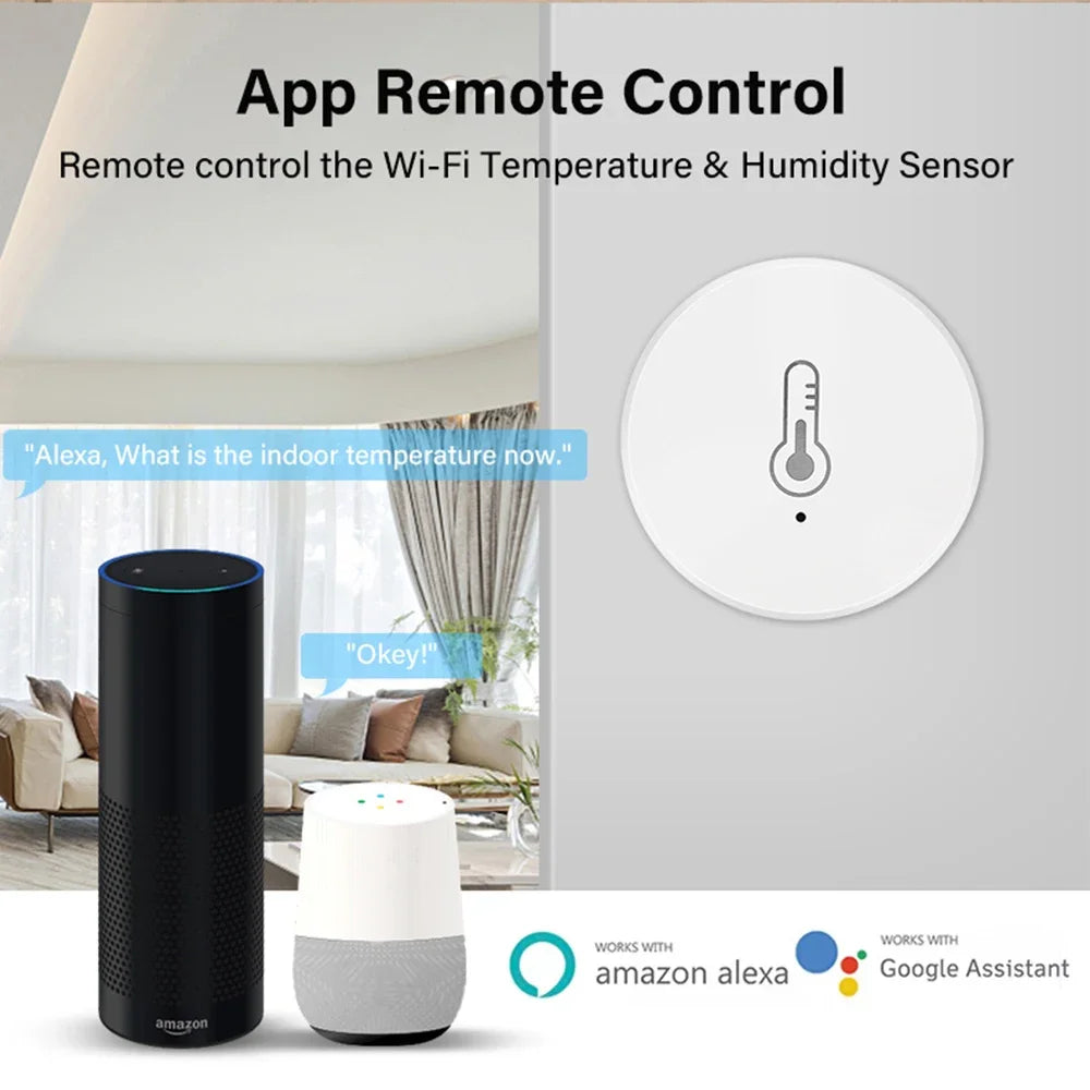 Tuya Zigbee Mini Temperature Humidity Sensor Smart Home Remote Monitor Works with Gateway Alexa Google Home Voice App Control