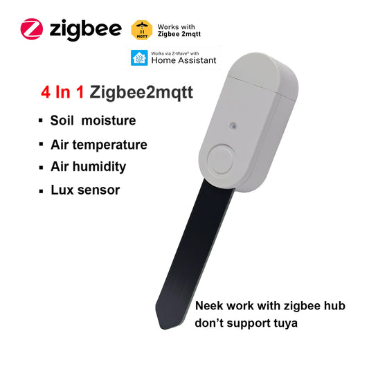 Zigbee 3.0 Smart Soil Tester Luminance Humidity Temperature Moisture Sensor for Garden Plant for Z2M Home Assistant Zigbee2Mqtt