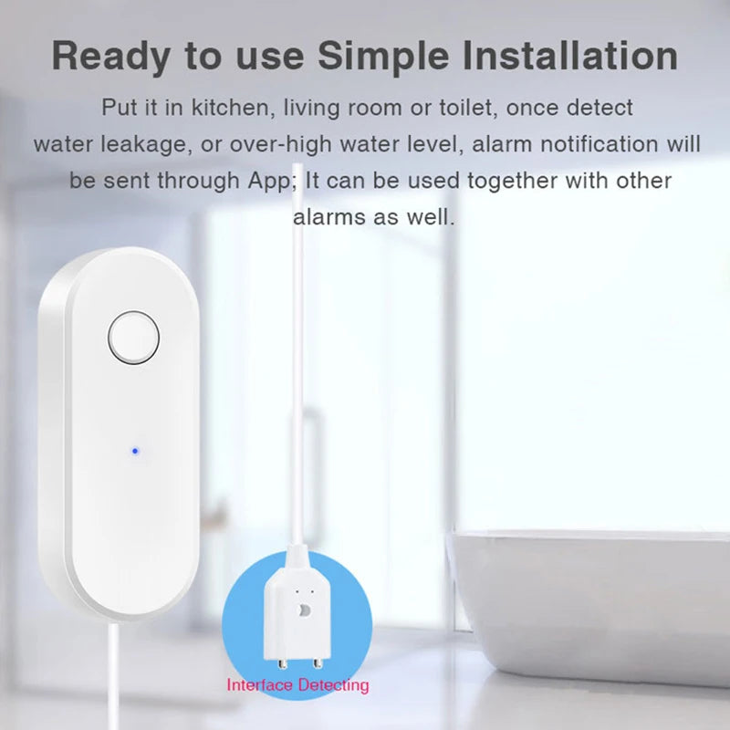 Tuya Zigbee Water Leakage Sensor Smart Life APP Remote Contro Leak Detector Flood Alert Overflow Home Security Alarm