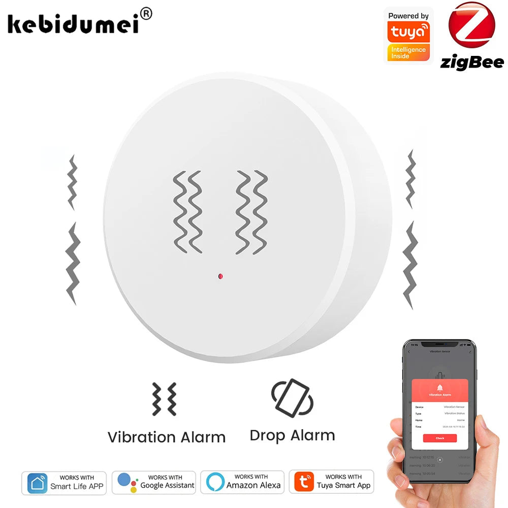 Tuya Zigbee Smart Vibration Tilt Sensor Real Time Remote Monitoring Door Window Detection Alarm Smart Home Security Protection
