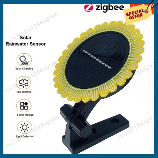 -A15I Tuya Smart Zigbee Rain Sensor with Light Detector Solar Operated Outdoor Waterproof Rain Detector Remote Control 2Pcs