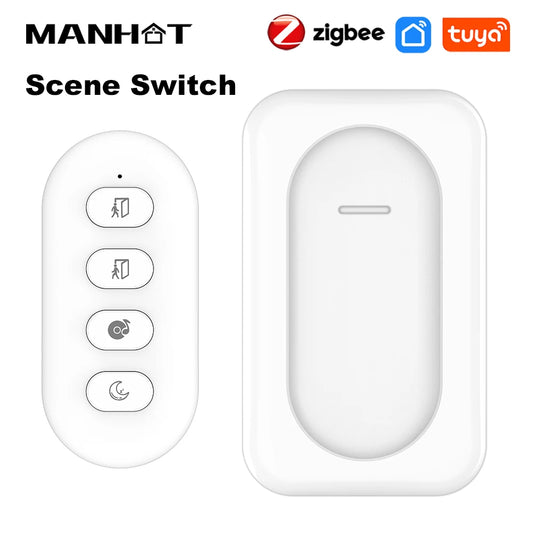 Tuya Zigbee Smart Scene Switch 4 Gang 12 Scene Wireless Push Button Switch Battery Powered Smart Home Automation Scenario Switch