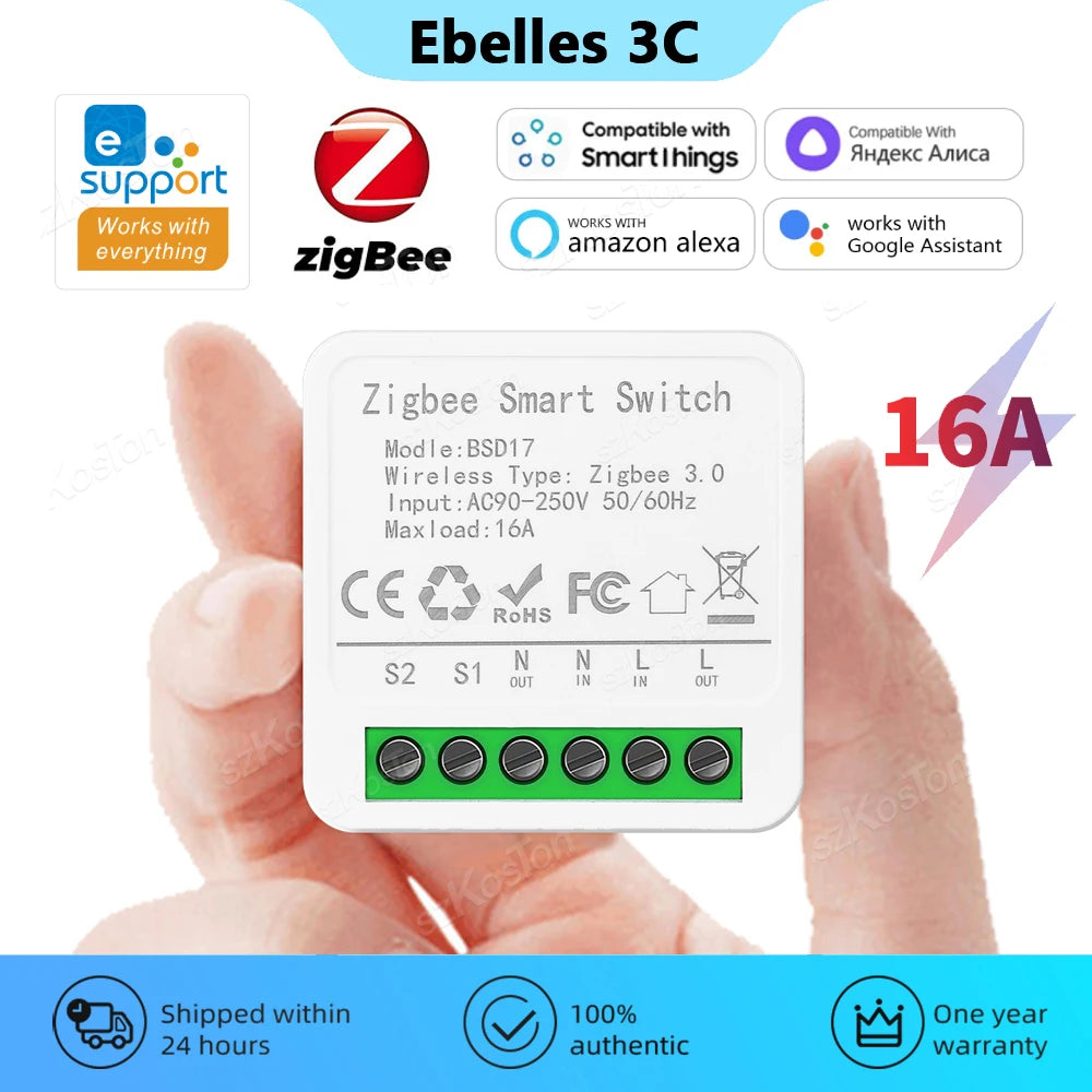 Zigbee Smart Switch for Ewelink App 16A Light Switches DIY Breaker Relay Module Timer Voice Works with Alice Salute Alexa Google