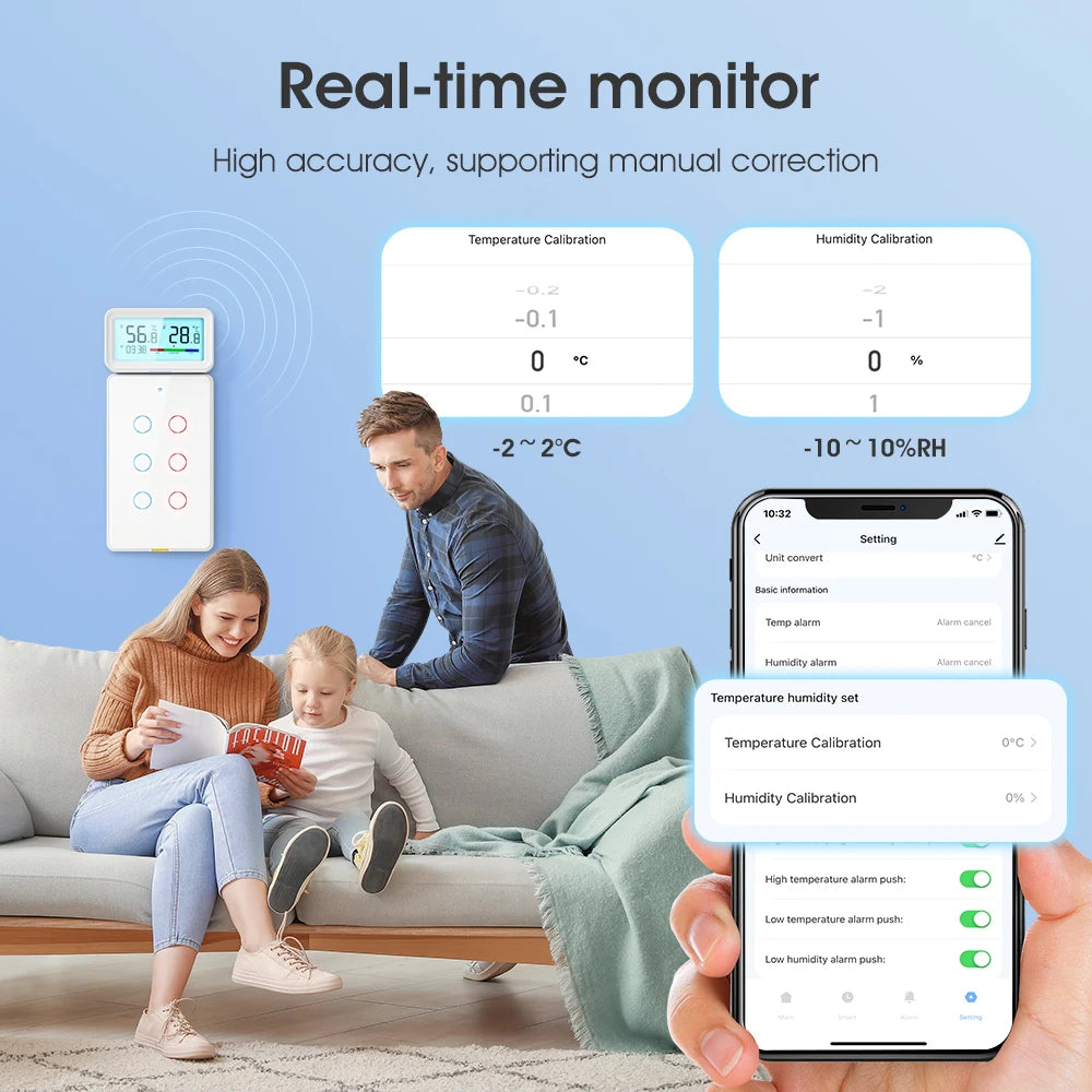 Zigbee Weather Station Digital Thermometer Room Tuya Smart Hygrometer Electronic Table Clock Temperature and Humidity Sensor