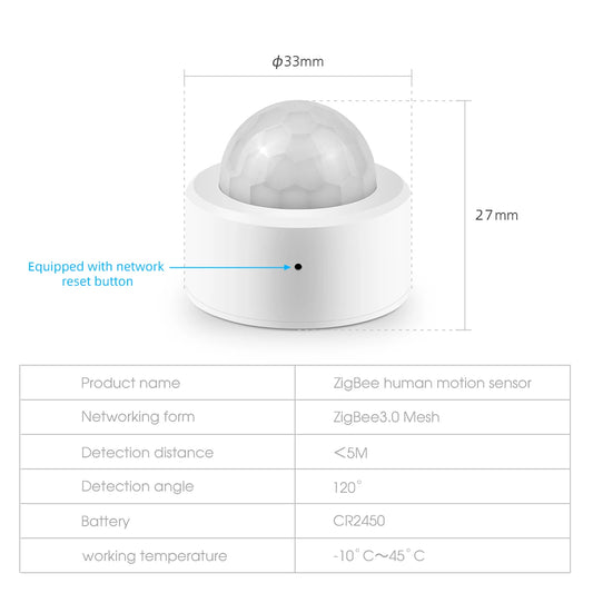 Zigbee Smart PIR Motion Sensor Tuya Wifi Human Body Induction Detector Work with Google Home Alexa Need Zigbee Gateway