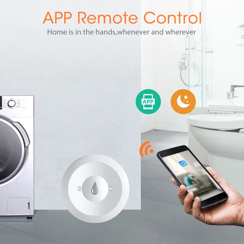 Zigbee Water Sensor Flood Leak Detector App Remote Monitoring for Kitchen/Bathroom Support Home Assistant Zigbee2Mqtt