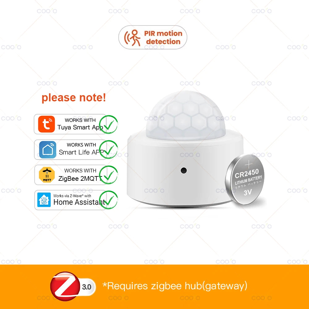 Tuya Zigbee 3.0 Motion Sensor with Pir + Lux Detection Infrared Human Body Infrared Sensor anti Theft Security Detector Sensor