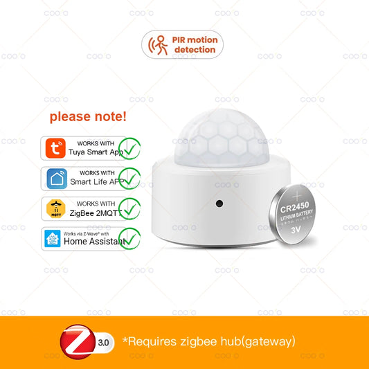 Tuya Zigbee 3.0 Motion Sensor with Pir + Lux Detection Infrared Human Body Infrared Sensor anti Theft Security Detector Sensor