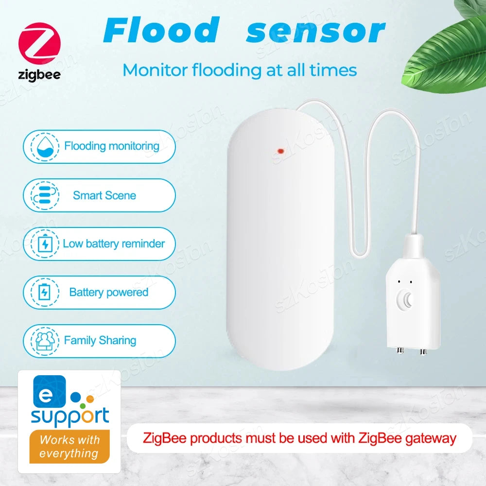 Zigbee Water Leakage Sensor Alarm Water Level Detector Flood Leakage Sensor Ewelink APP Remote Control Security Alarm System