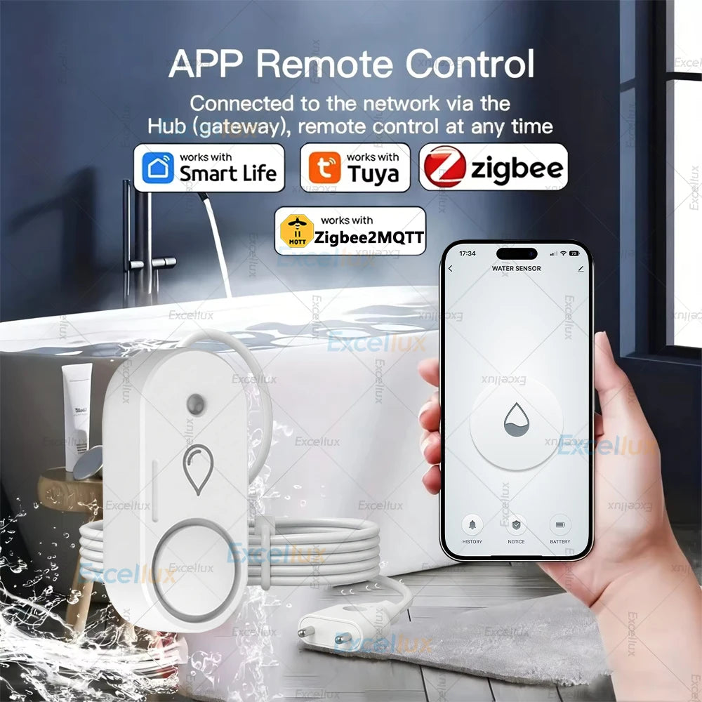 Tuya Zigbee Water Leak Detector 110Db Siren Alarm Alert Flood Water Leakage Sensor for Kitchen/Bathroom Support Smart Life Z2M