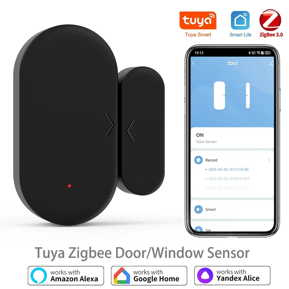 Home Security for Smart Home Smart Life APP Zigbee 3.0 Tuya Door Sensor Window Sensor Compatible with Alexa Google Assistant