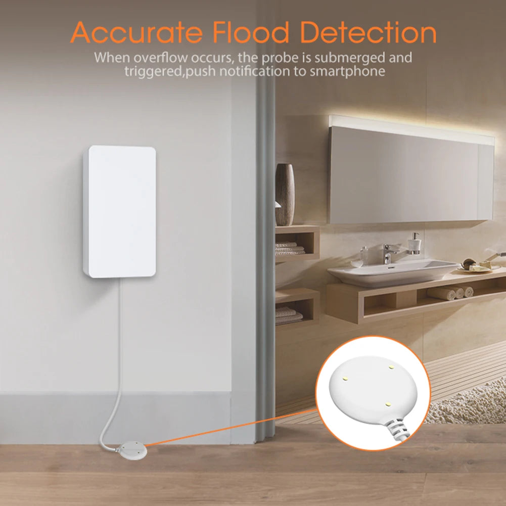Tuya Zigbee Overflow Security Alarm System Remote Control 2.4Ghz Water Leakage Monitoring Battery Powered Portable for Apartment