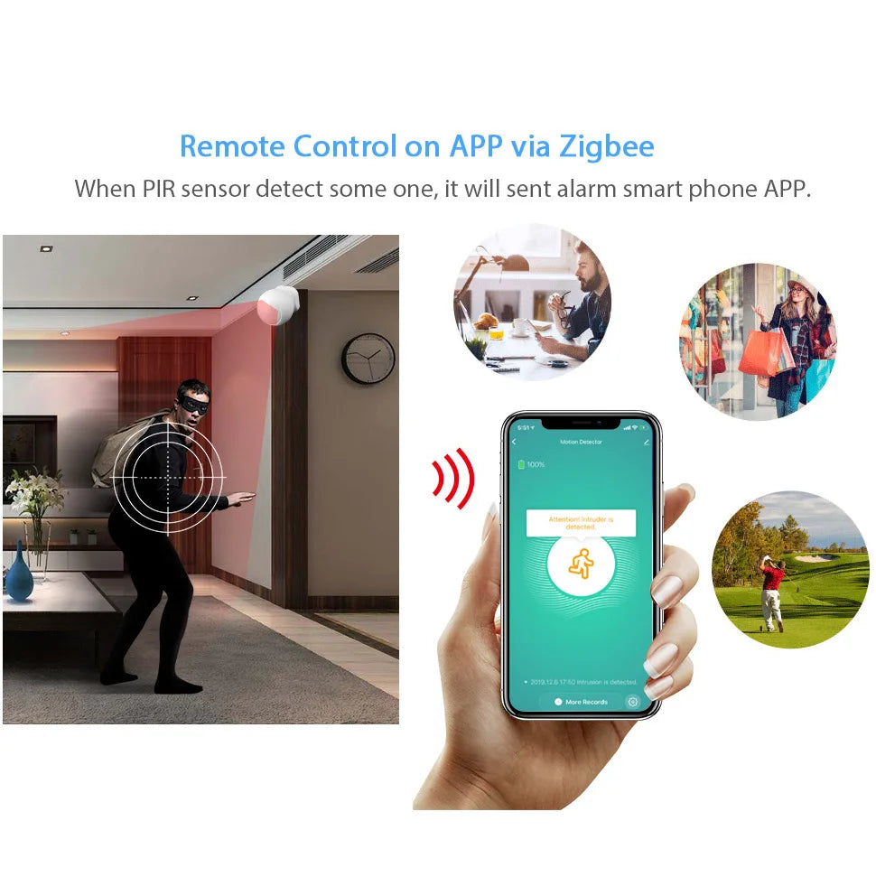 Tuya Zigbee Infrared Detector Wireless Passive Infrared Motion Detect Intelligent Linkage Body Detecting for Home Burglar Alarm