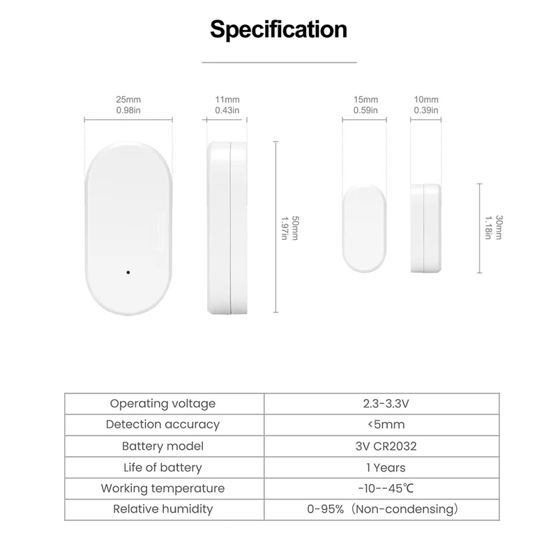 Upgrade Your Home Security with the B29C-Tuya Zigbee 3.0 Smart Contact Detectors - 4-Pack for Doors and Windows