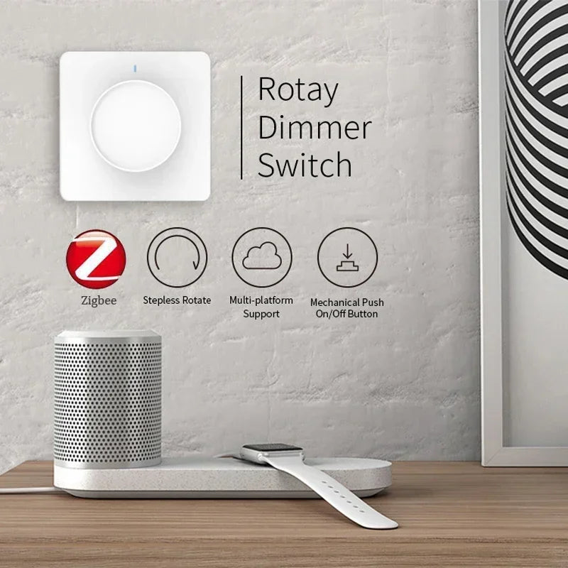 Tuya Smart Wifi Zigbee Rotary Light Dimmer Switch Smart Life/Tuya APP Remote Control Works with Alexa Google Voice Assistants