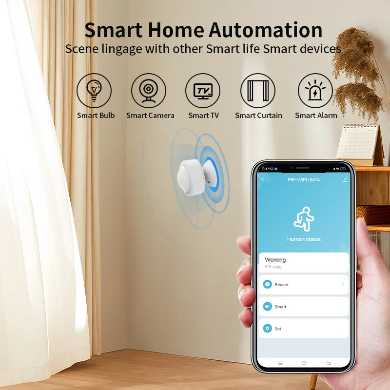 Tuya Zigbee WIFI 120° Adjustable Angle Motion Sensor Pir Infrared Human Body Movement Wireless Detector Google Home Alexa Voice