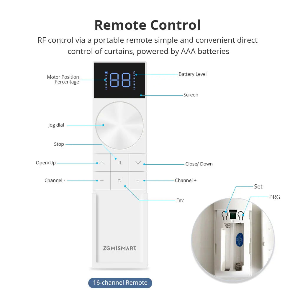 Zigbee Rechargeable Roller Shade Blinds Motor for 17 20 25 28Mm Tube Smart Curtain Engine Works with Tuya Smart Life