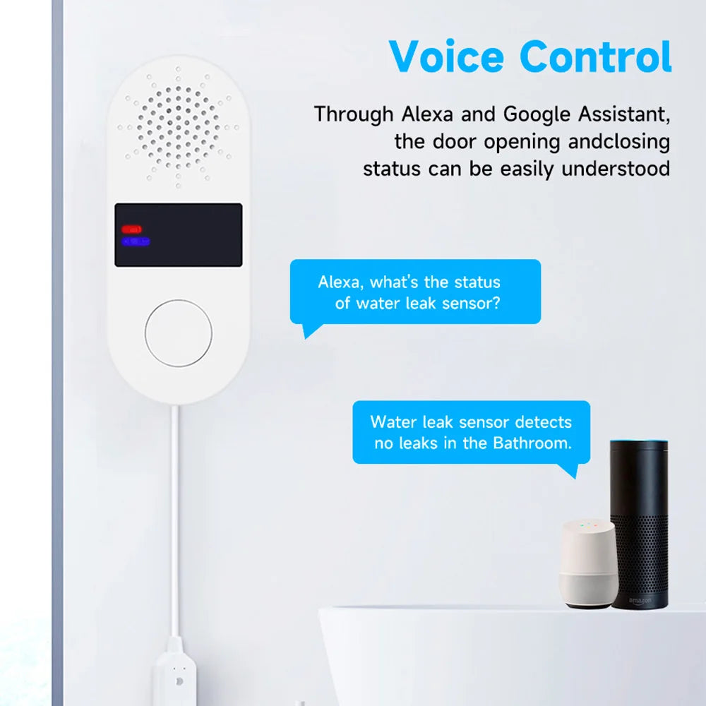 Protect Your Home with the Tuya Wifi Water Leak Detector - 130Db Alarm & App Control for Smart Living