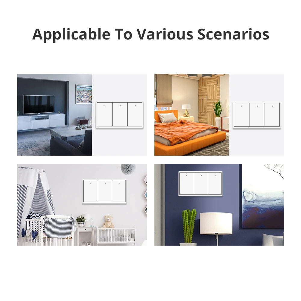 Zigbee US AU Wall Push Light Switch No Neutral Smart Interruptor Work with Tuya Smartthings Alexa Google Home Voice