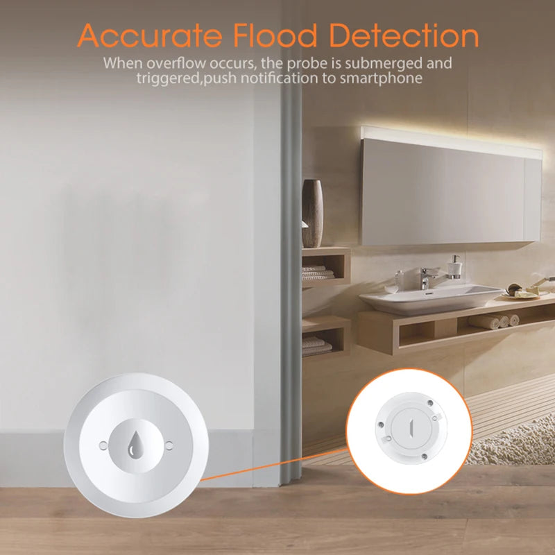 Zigbee Water Sensor Flood Leak Detector App Remote Monitoring for Kitchen/Bathroom Support Home Assistant Zigbee2Mqtt