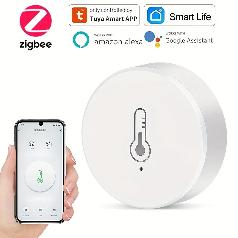 Zigbee Smart Temperature and Humidity Sensor Battery Powered Security Mini Thermometer Hygrometer with Tuya Smart Life App