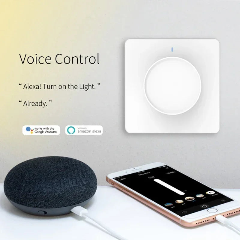 Tuya Smart Wifi Zigbee Rotary Light Dimmer Switch Smart Life/Tuya APP Remote Control Works with Alexa Google Voice Assistants