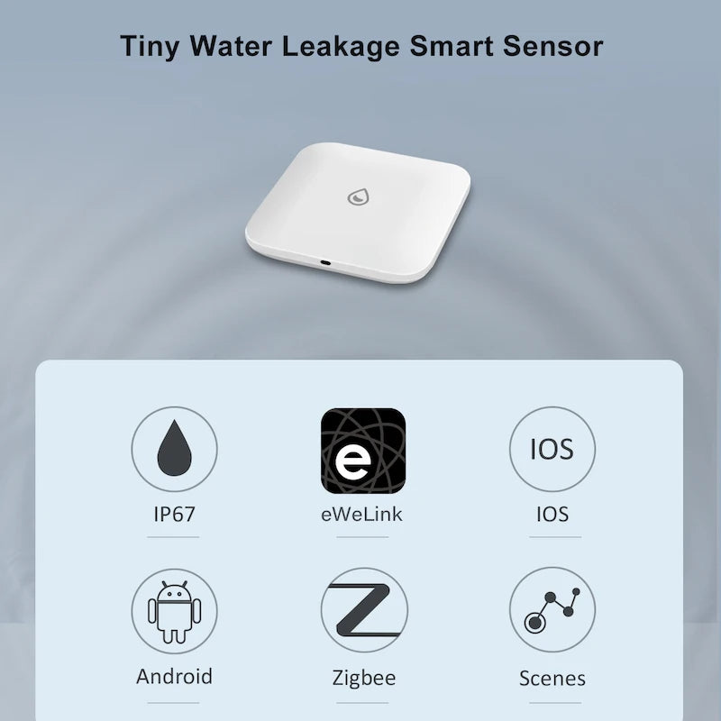 Protect Your Home with the Zigbee 3.0 Water Leakage Sensor - Reliable Immersion Alarm Compatible with Ewelink Zigbee Bridge and Zigbee2Mqtt Gateway