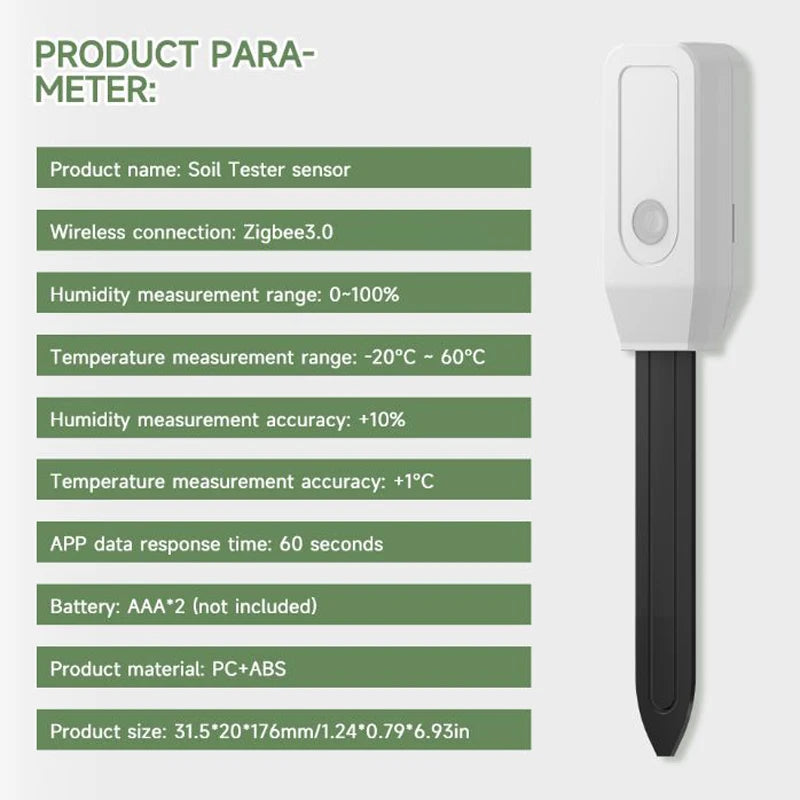 Zigbee Tuya Soil Temperature Humidity Detector Sensor Smart Moisture Tester Monitor Plant Garden Automation Irrigation Detector