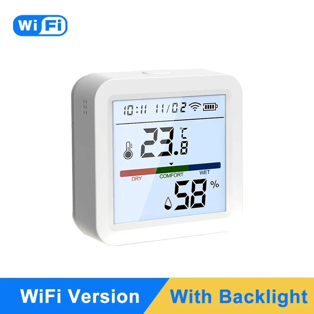 Tuya Zigbee Wifi Temperature Humidity Sensor with Backlight LCD Smart Home Hygrometer Thermometer Detector Support Alex Google